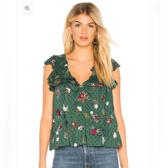 TULAROSA Annette Blouse | Color: Green with Accents | Size: S - Picture 1 of 3